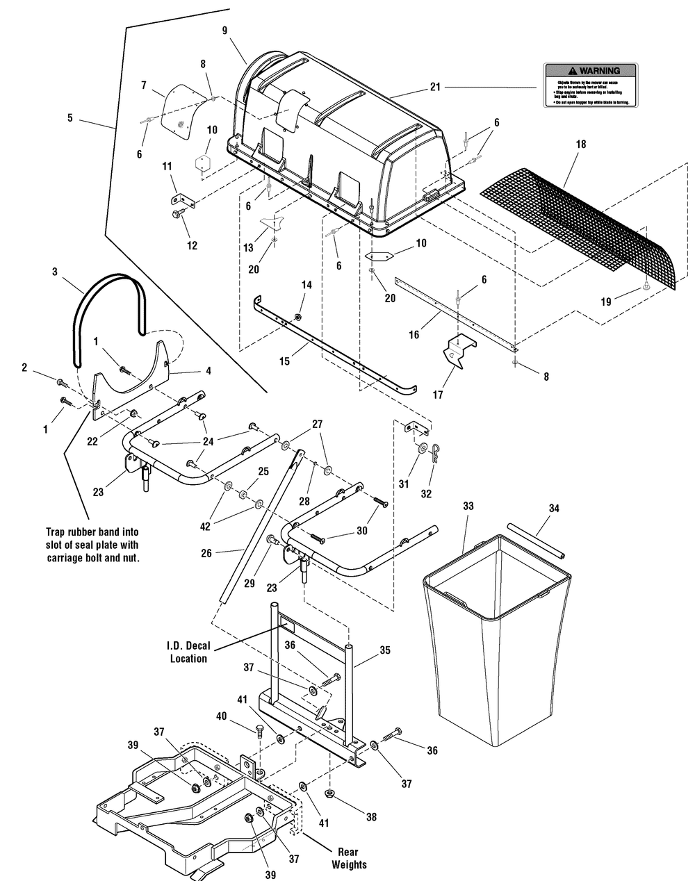 Hopper, Bag And Hitch Group Diagram and Parts List for 107249070  Briggs and Stratton Lawn Tractor Accessories